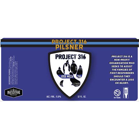 Whitestone Project 316 Pilsner by Whitestone Brewery, beer label