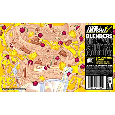 Axe & Arrow Blenders Pineapple Cherry Cobbler Smoothie Sour by Axe & Arrow Brewing, beer label