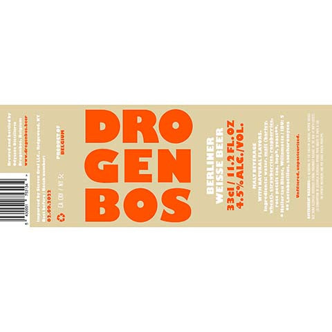 Odyssee Drogenbos Berliner Weisse Beer by Odyssee Distillerie, beer label