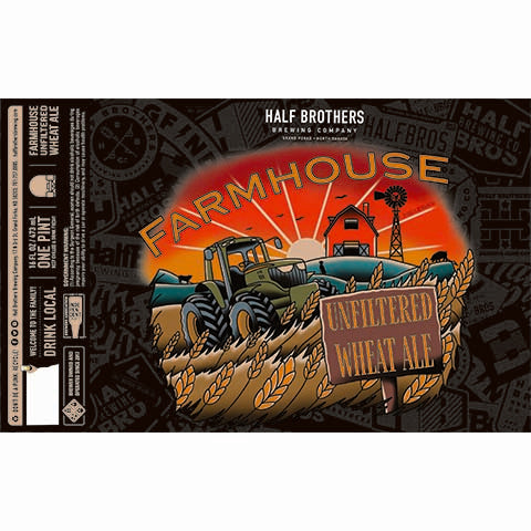 Half Brothers Farmhouse Unfiltered Wheat by Half Brothers Brewing Company, beer label