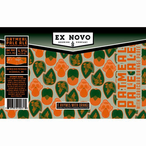 Ex Novo It Rhymes with Orange Pale Ale by Ex Novo Brewing Co, beer label