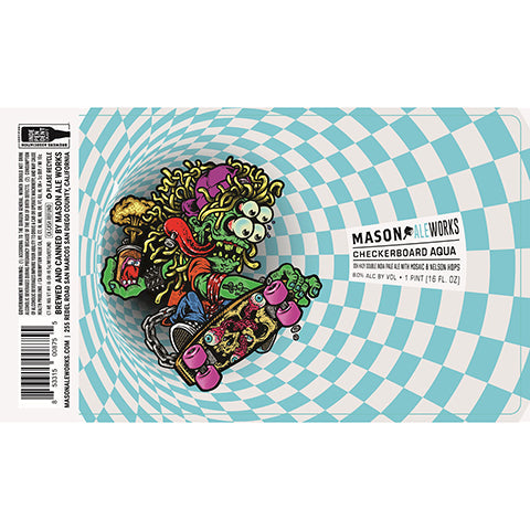 Mason Ale Works Checkerboard Aqua Hazy DIPA by Mason Aleworks, beer label