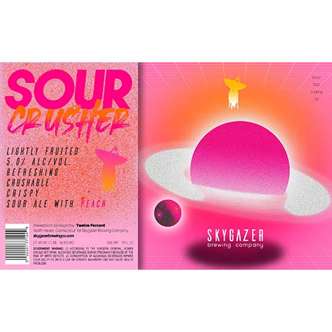 Skygazer Sour Crusher Peach Sour Ale by SKYGAZER Brewing Co, beer label