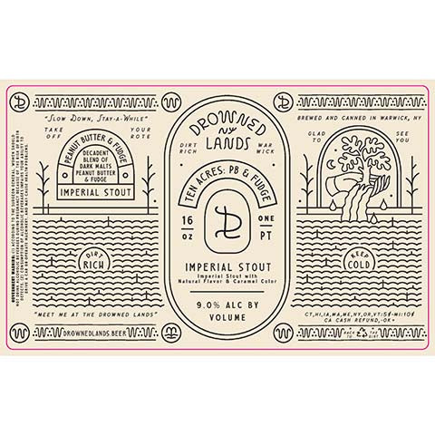 Drowned Lands Ten Acres: PB & Fudge Imperial Stout by The Drowned Lands Brewery, beer label