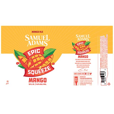 Samuel Adams Epic Squeeze Mango Ale by Samuel Adams, beer label