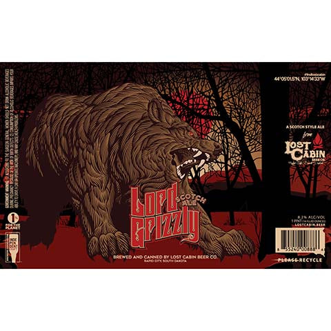 Lost Cabin Lord Grizzly Scotch Ale by Lost Cabin Beer Co., beer label