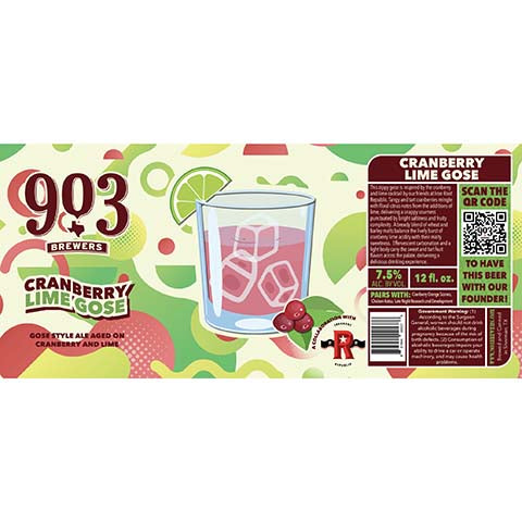903 Brewers Cranberry Lime Gose Ale by 903 Brewers, beer label