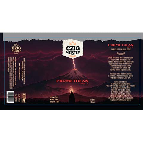 Czig Meister Promethean Vol. 3 Barrel Aged Imperial Stout by Czig Meister Brewing Co., beer label