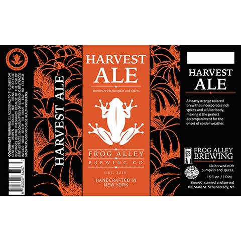 Frog Alley Harvest Ale by Frog Alley Brewing, beer label