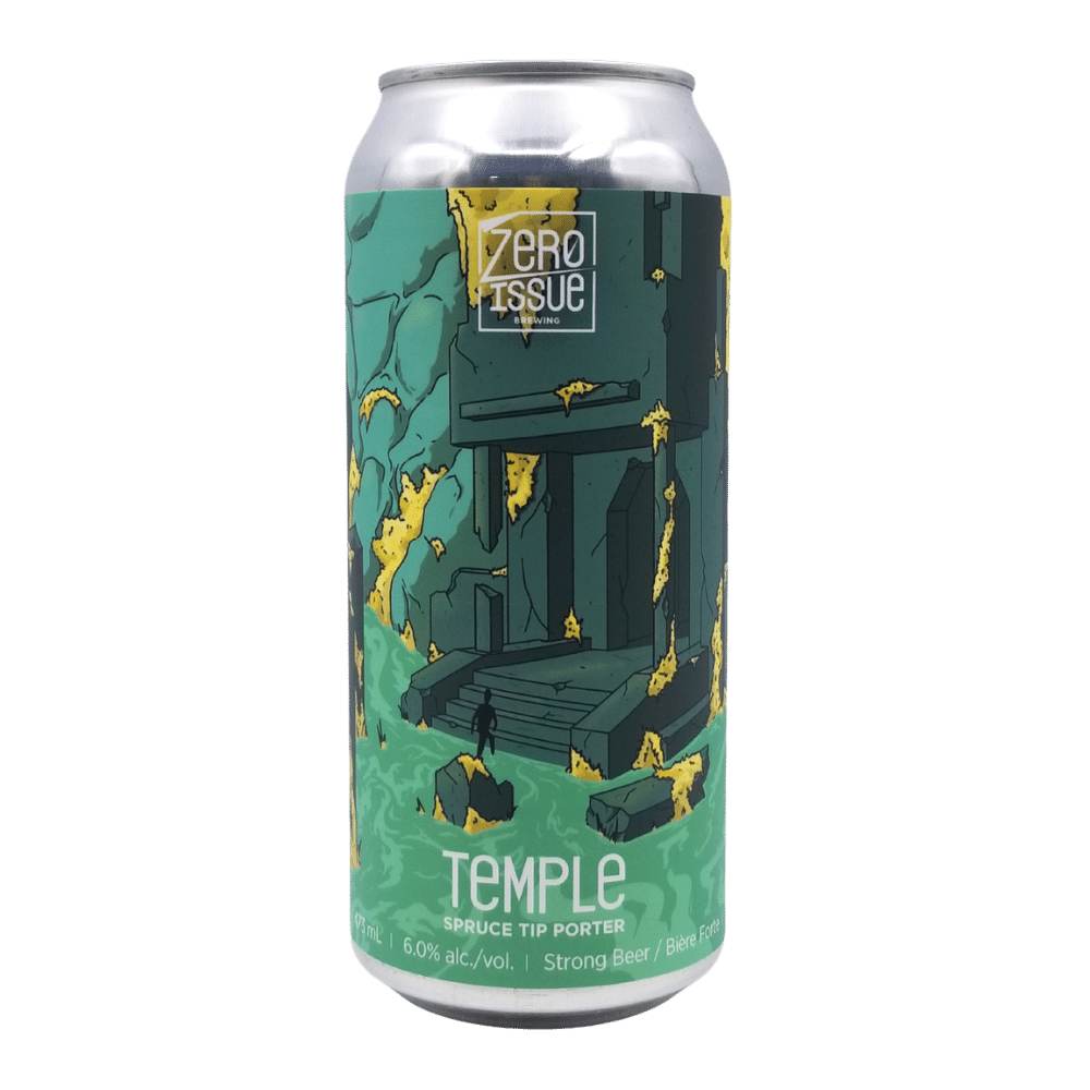 Temple Spruce Tip Porter by Zero Issue Brewing, beer label