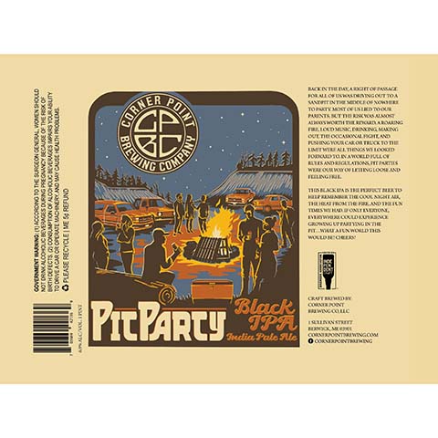Corner Point Pit Party Black IPA by Corner Point Brewing Company, beer label