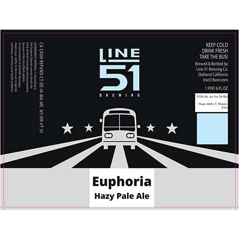 Line 51 Euphoria Hazy Pale Ale by Line 51 Brewing Company, beer label