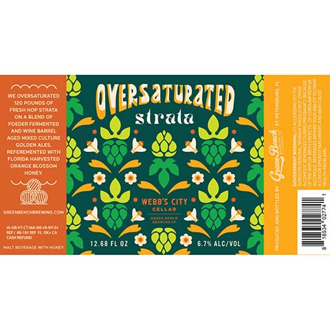 Green Bench Oversaturated Strata by Green Bench Brewing Co, beer label
