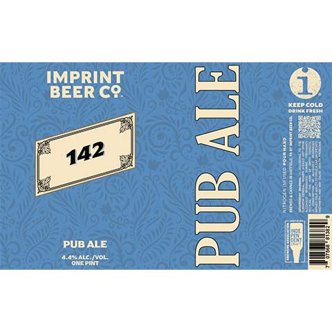 Imprint 142 Pub Ale by Imprint Beer Company, beer label