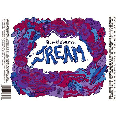 Burley Oak Bumbleberry JREAM Sour Ale by Burley Oak Craft Brewery, beer label