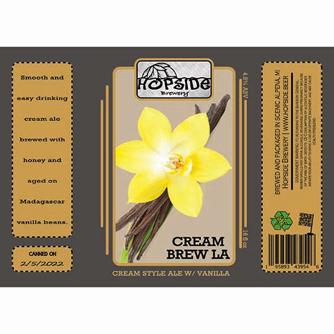 Hopside Cream Brew La Cream Ale by Hopside Brewing, beer label