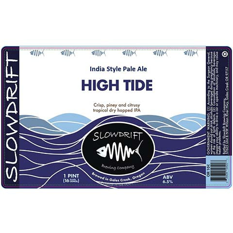Slowdrift High Tide IPA by Slowdrift Brewing Company, beer label