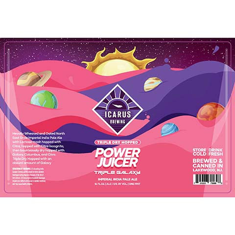 Icarus Power Juicer Imperial IPA by Icarus Brewing Company, beer label