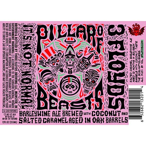 Three Floyds Pillar of Beasts Barleywine Ale by Three Floyds Brewing Co, beer label