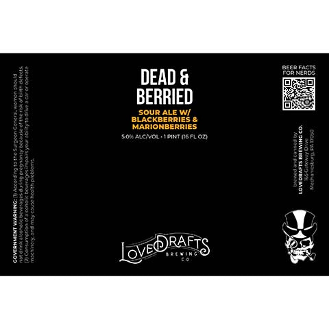 Lovedrafts Dead & Berried Sour Ale by Lovedrafts Brewing Co., beer label