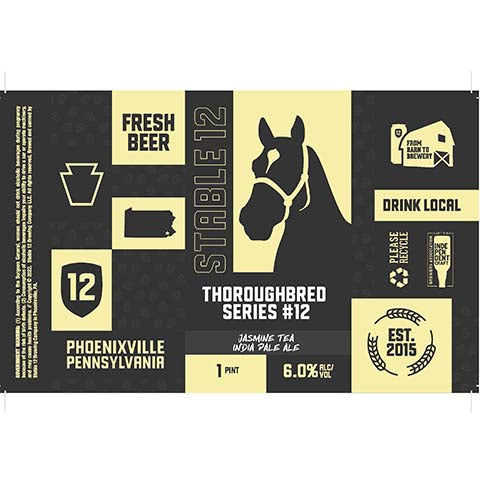 Stable 12 Thoroughbred Series #12 IPA by Stable 12 Brewing Company, beer label