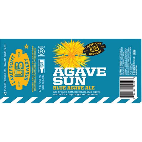 Lakefront Agave Sun Blue Agave Ale by Lakefront Brewery Inc, beer label