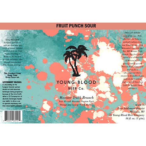 Young Blood Monster Truck Brunch Sour Ale by Young Blood Beer Co., beer label