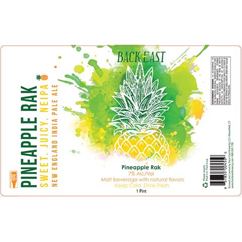 Back East Pineapple Rak NEIPA by Back East Brewing, beer label