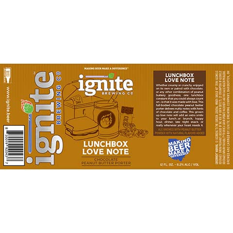 Ignite Lunchbox Love Note Porter by Ignite Brewing Company, Ltd., beer label