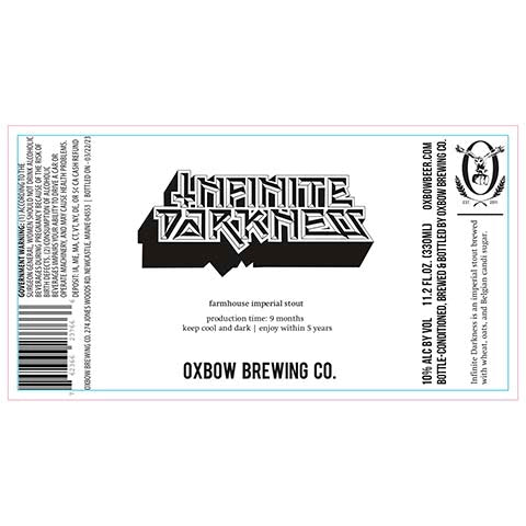 Oxbow Infinite Darkness Imperial Stout by Oxbow Brewing Co, beer label