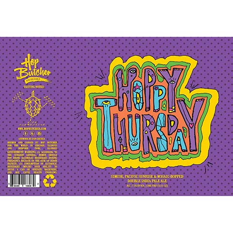 Hop Butcher Hoppy Thursday DIPA by Hop Butcher For the World, beer label