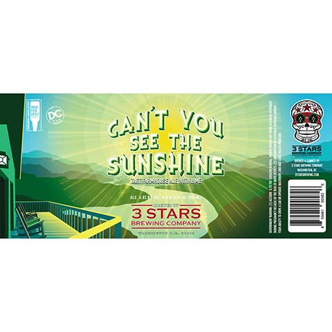 3 Stars Can't You See The Sunshine Tart Farmhouse Ale by 3 Stars Brewing Company, beer label