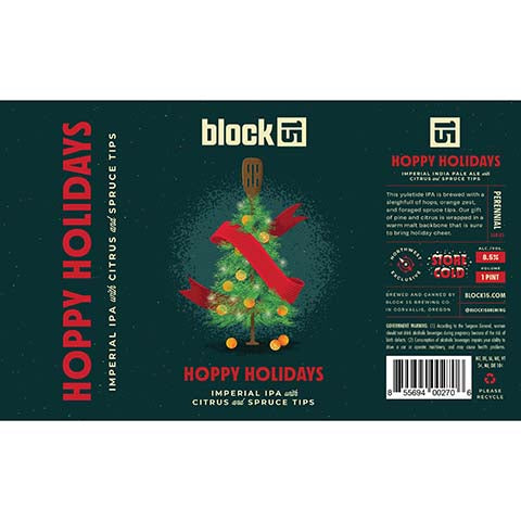 Block 15 Hoppy Holidays Imperial IPA by Block 15, beer label