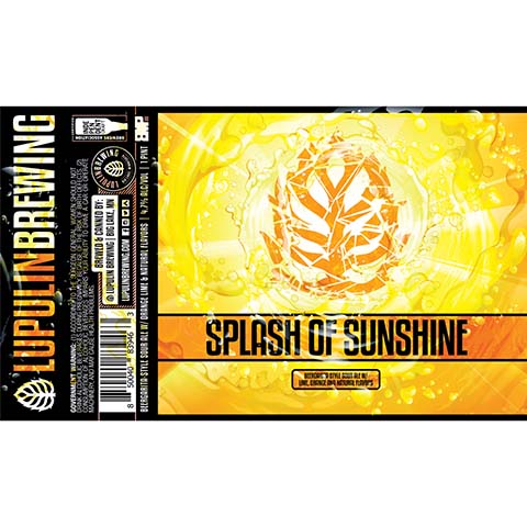 Lupulin Splash Of Sunshine Sour by Lupulin Brewing, beer label