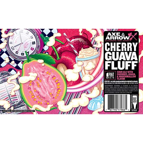 Axe & Arrow Cherry Guava Fluff Sour by Axe & Arrow Brewing, beer label