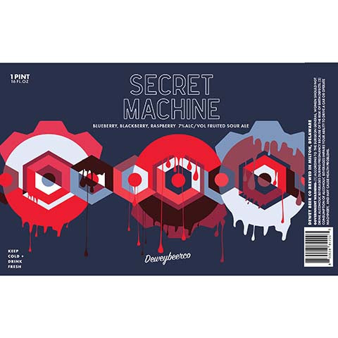 Dewey Beer Secret Machine (Blueberry, Blackberry. Raspberry) by Dewey Beer Co., beer label