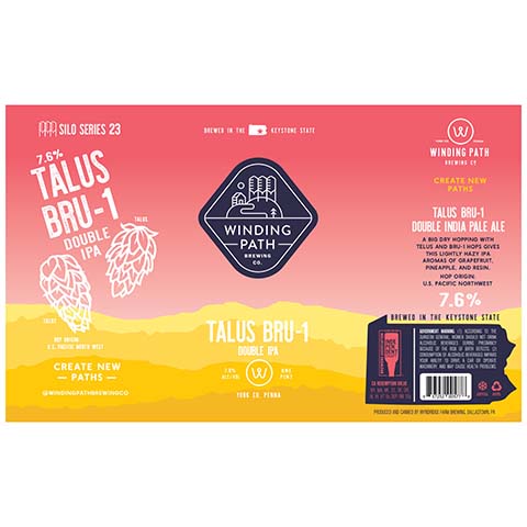Winding Path Talus Bru-1 DIPA by Winding Path Brewing Co., beer label