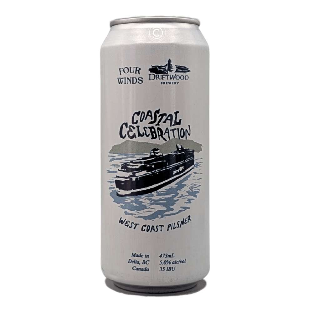 Co. x Driftwood Brewery Coastal Celebration West Coast Pilsner by Four Winds Brewing x Driftwood Brewery, beer label