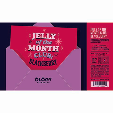 Ology Jelly of the Month Club Blackberry Berliner-Style Ale by Ology Brewing Co, beer label