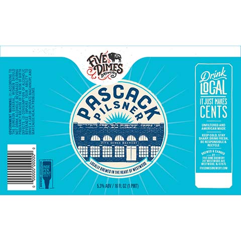 Five Dimes Pascack Pilsner by Five Dimes Brewery, beer label