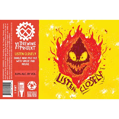 The Brewing Projekt Listen Closely DIPA by The Brewing Projekt, beer label