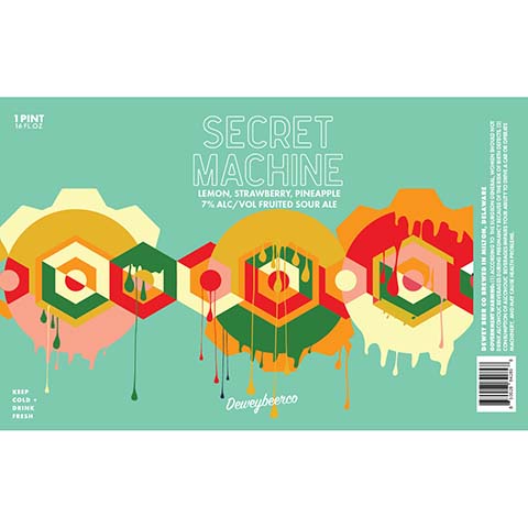 Dewey Beer Secret Machine (Lemon, Strawberry, Pineapple) by Dewey Beer Co., beer label