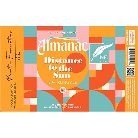 Almanac Distance To The Sun Sparkling Ale by Almanac Beer Company, beer label