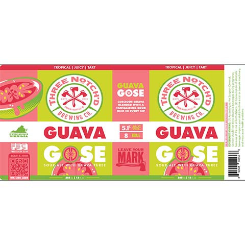 Three Notch'd Guava Gose by Three Notch'd Brewing Company, beer label