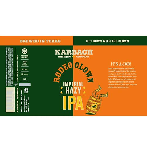 Karbach Rodeo Clown Imperial Hazy IPA by Karbach Brewing Co, beer label