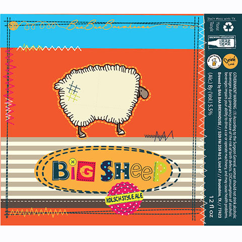 Baa Baa Big Sheep Kolsch Style Ale by Baa Baa Brewhouse, beer label