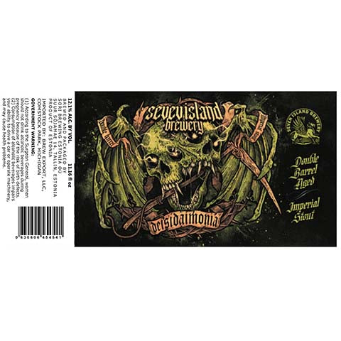 Seven Island Deisidaimonia Double Barrel Aged Imperial Stout by Southern Grist Brewing Company, beer label