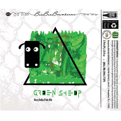 Green Sheep Hazy IPA by Baa Baa Brewhouse, beer label