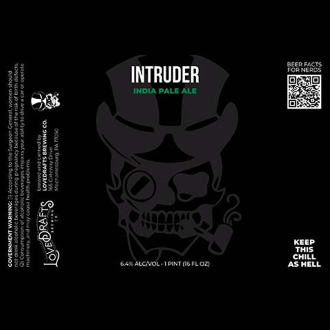 Lovedrafts Intruder IPA by Lovedrafts Brewing Co., beer label