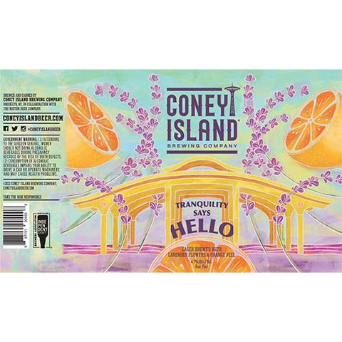 Coney Island Tranquility Says Hello Lager by Coney Island Beer, beer label